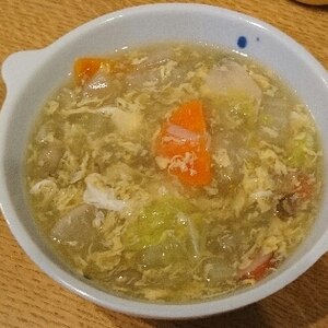 残り物野菜で…野菜たっぷり！中華卵スープ！
